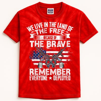 Red Friday Remember Everyone Deployed USA Flag Military Kids Tie-Dye T-Shirt