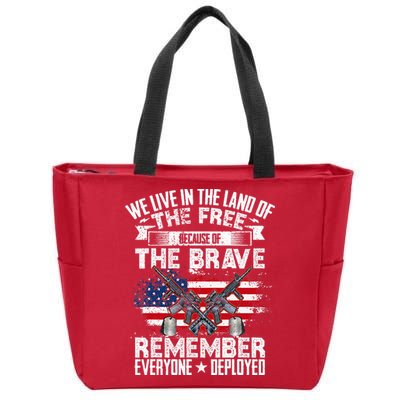 Red Friday Remember Everyone Deployed USA Flag Military Zip Tote Bag