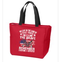 Red Friday Remember Everyone Deployed USA Flag Military Zip Tote Bag