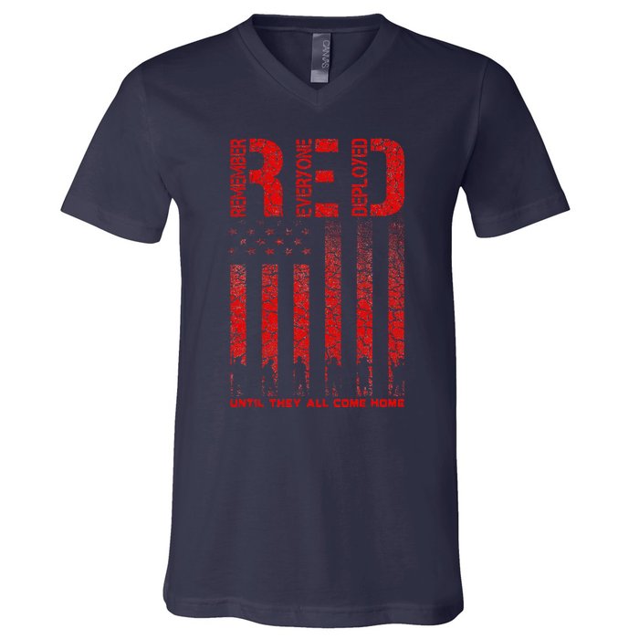 Red Friday Remember Everyone Deployed Every Friday Veterans V-Neck T-Shirt