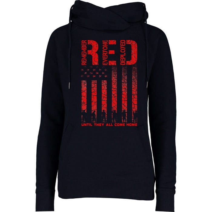 Red Friday Remember Everyone Deployed Every Friday Veterans Womens Funnel Neck Pullover Hood