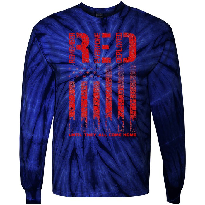 Red Friday Remember Everyone Deployed Every Friday Veterans Tie-Dye Long Sleeve Shirt