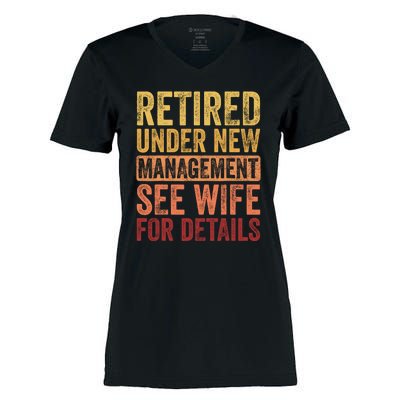 Retirement Funny Retired Under New Management See Wife For Details Women's Momentum V-Neck T-Shirt