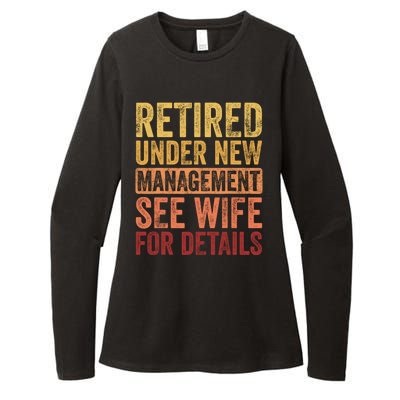 Retirement Funny Retired Under New Management See Wife For Details Womens CVC Long Sleeve Shirt