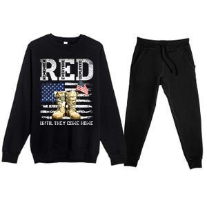 RED Friday Remember Everyone Deployed Every Friday Veterans Premium Crewneck Sweatsuit Set