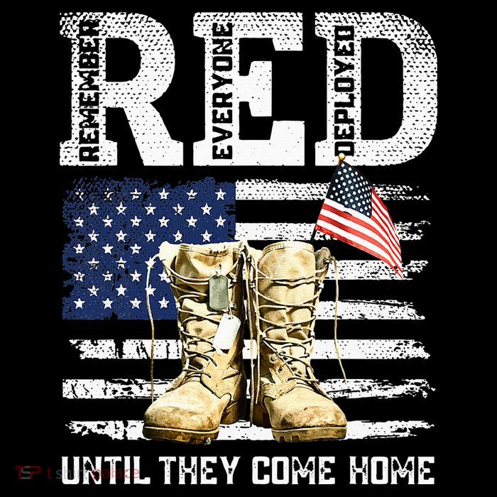RED Friday Remember Everyone Deployed Every Friday Veterans Metallic Star Ornament