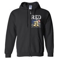 RED Friday Remember Everyone Deployed Every Friday Veterans Full Zip Hoodie