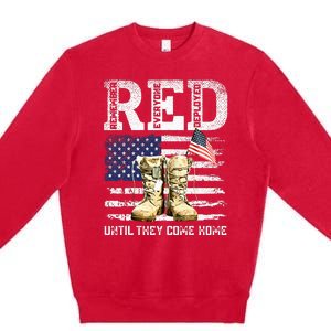 RED Friday Remember Everyone Deployed Every Friday Veterans Premium Crewneck Sweatshirt