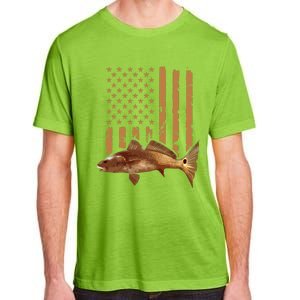 Redfish Fishing Red Drum Tailing Usa American Flag Fisherman Adult ChromaSoft Performance T-Shirt