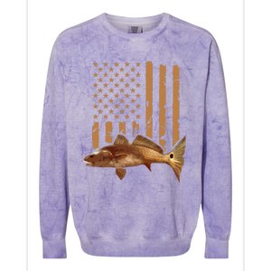 Redfish Fishing Red Drum Tailing Usa American Flag Fisherman Colorblast Crewneck Sweatshirt