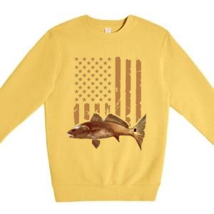 Redfish Fishing Red Drum Tailing Usa American Flag Fisherman Premium Crewneck Sweatshirt