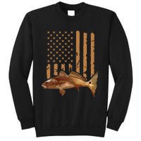 Redfish Fishing Red Drum Tailing Usa American Flag Fisherman Sweatshirt