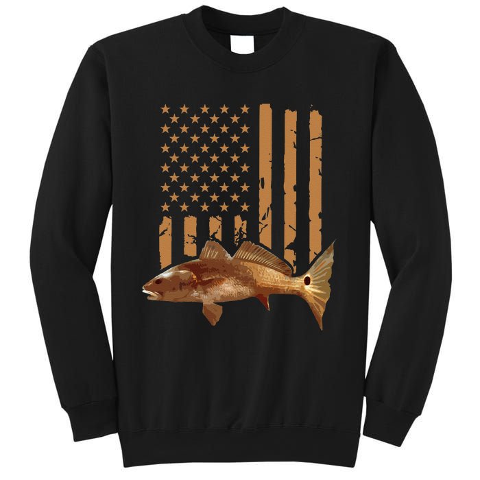 Redfish Fishing Red Drum Tailing Usa American Flag Fisherman Sweatshirt