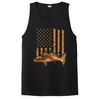 Redfish Fishing Red Drum Tailing Usa American Flag Fisherman PosiCharge Competitor Tank