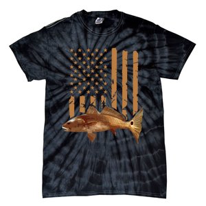 Redfish Fishing Red Drum Tailing Usa American Flag Fisherman Tie-Dye T-Shirt