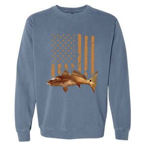 Redfish Fishing Red Drum Tailing Usa American Flag Fisherman Garment-Dyed Sweatshirt