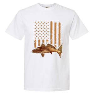 Redfish Fishing Red Drum Tailing Usa American Flag Fisherman Garment-Dyed Heavyweight T-Shirt