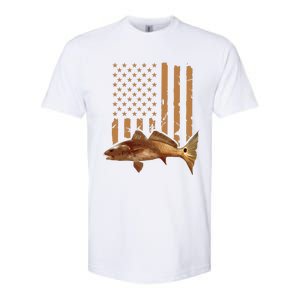 Redfish Fishing Red Drum Tailing Usa American Flag Fisherman Softstyle CVC T-Shirt