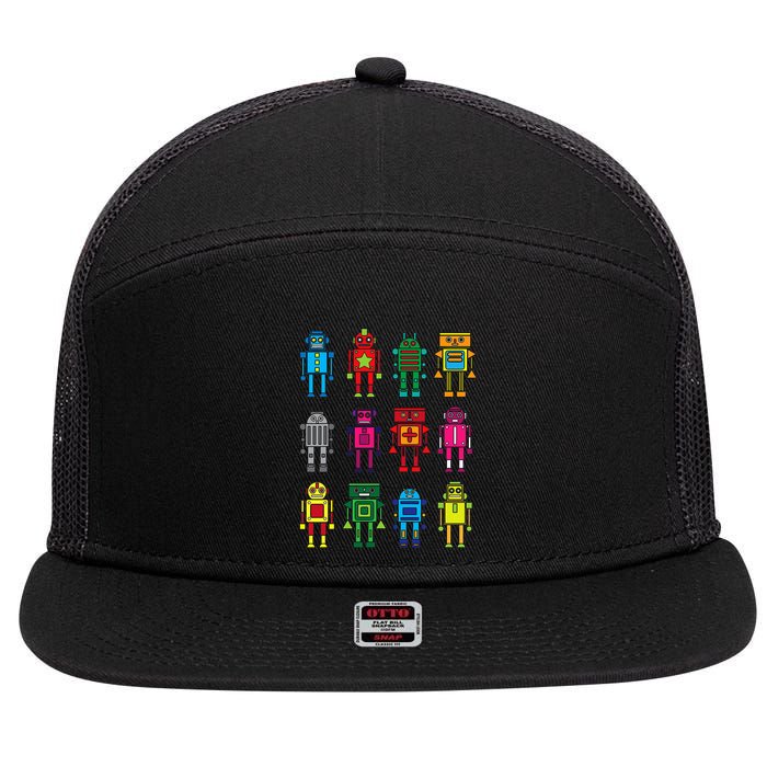 Robot Funny Robot Technology 7 Panel Mesh Trucker Snapback Hat