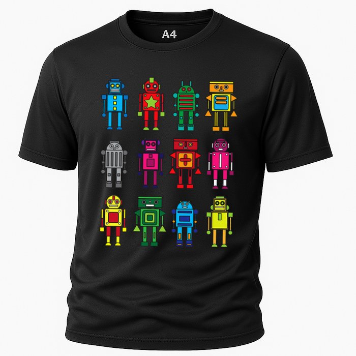Robot Funny Robot Technology Cooling Performance Crew T-Shirt