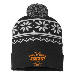 Retro Fall Religious Bible Matthew Are You Falloween Jesus USA-Made Snowflake Beanie