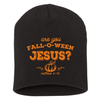 Retro Fall Religious Bible Matthew Are You Falloween Jesus Short Acrylic Beanie