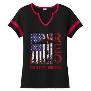 RED Friday Remember Everyone Deployed US Flag Military Army Ladies Halftime Notch Neck Tee