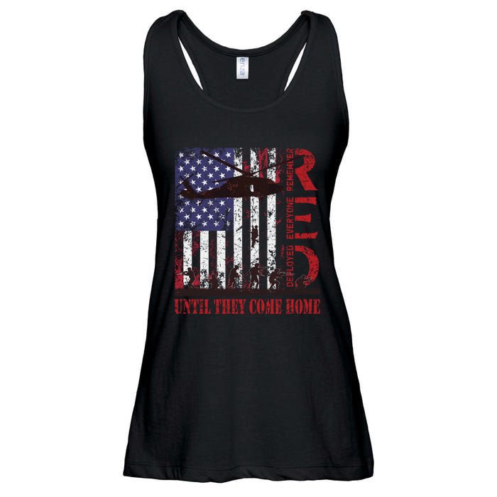 RED Friday Remember Everyone Deployed US Flag Military Army Ladies Essential Flowy Tank