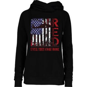 RED Friday Remember Everyone Deployed US Flag Military Army Womens Funnel Neck Pullover Hood