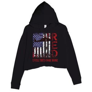 RED Friday Remember Everyone Deployed US Flag Military Army Crop Fleece Hoodie