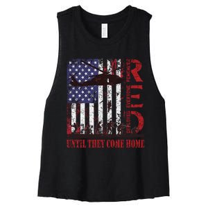 RED Friday Remember Everyone Deployed US Flag Military Army Women's Racerback Cropped Tank