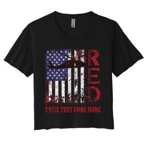 RED Friday Remember Everyone Deployed US Flag Military Army Women's Crop Top Tee