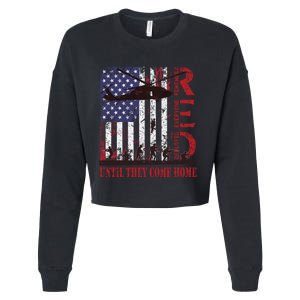 RED Friday Remember Everyone Deployed US Flag Military Army Cropped Pullover Crew