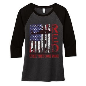 RED Friday Remember Everyone Deployed US Flag Military Army Women's Tri-Blend 3/4-Sleeve Raglan Shirt