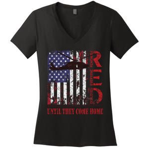 RED Friday Remember Everyone Deployed US Flag Military Army Women's V-Neck T-Shirt