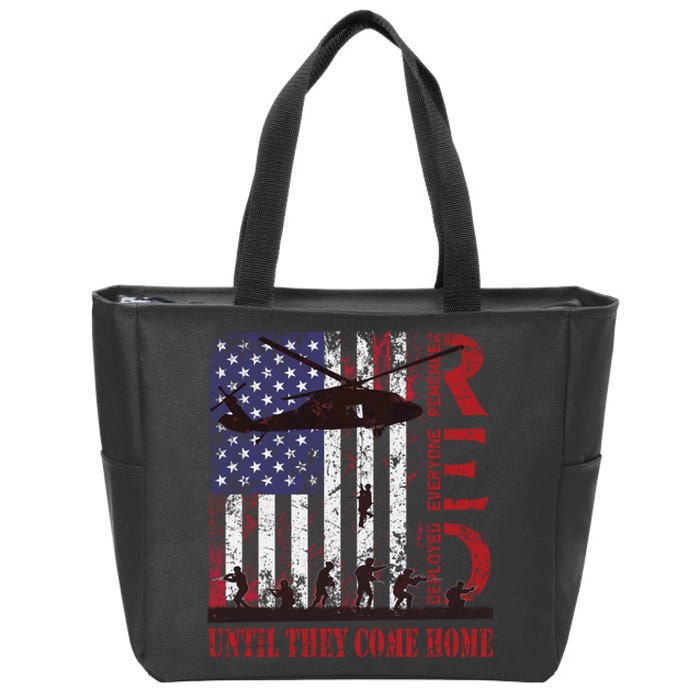 RED Friday Remember Everyone Deployed US Flag Military Army Zip Tote Bag