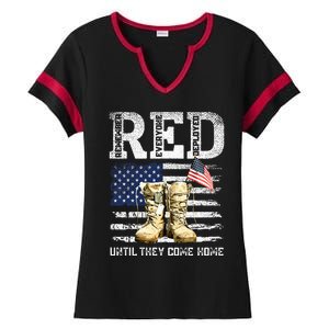 Red Friday Remember Everyone Deployed Every Friday Veterans Ladies Halftime Notch Neck Tee