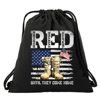 Red Friday Remember Everyone Deployed Every Friday Veterans Drawstring Bag
