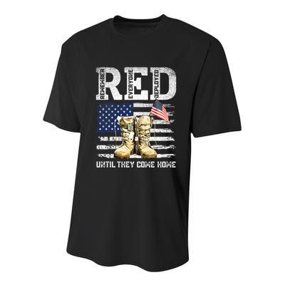 Red Friday Remember Everyone Deployed Every Friday Veterans Youth Performance Sprint T-Shirt