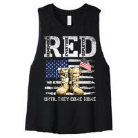 Red Friday Remember Everyone Deployed Every Friday Veterans Women's Racerback Cropped Tank