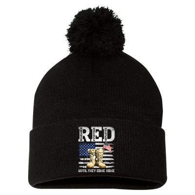 Red Friday Remember Everyone Deployed Every Friday Veterans Pom Pom 12in Knit Beanie