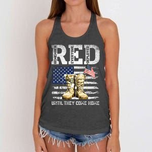 Red Friday Remember Everyone Deployed Every Friday Veterans Women's Knotted Racerback Tank