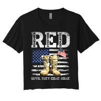 Red Friday Remember Everyone Deployed Every Friday Veterans Women's Crop Top Tee