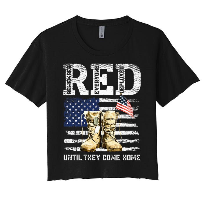 Red Friday Remember Everyone Deployed Every Friday Veterans Women's Crop Top Tee