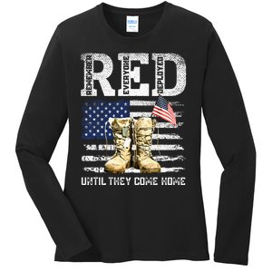 Red Friday Remember Everyone Deployed Every Friday Veterans Ladies Long Sleeve Shirt