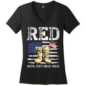 Red Friday Remember Everyone Deployed Every Friday Veterans Women's V-Neck T-Shirt