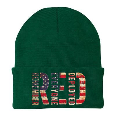 Red Fridays Remember Everyone Deployed American Flag Knit Cap Winter Beanie