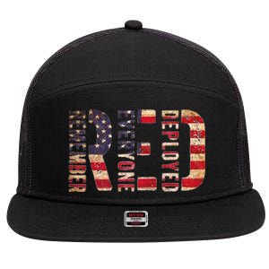 Red Fridays Remember Everyone Deployed American Flag 7 Panel Mesh Trucker Snapback Hat