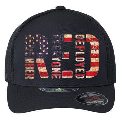 Red Fridays Remember Everyone Deployed American Flag Flexfit Unipanel Trucker Cap