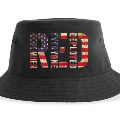 Red Fridays Remember Everyone Deployed American Flag Sustainable Bucket Hat